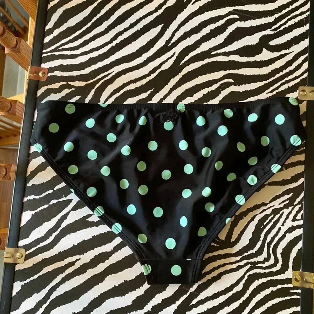 Black and mint polka dot bikini bottom - Picture 4 of 4